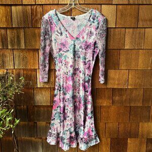 Komarov Rose Bouquet Floral Dress Pink, Purple MSRP $440 in Women's Large
